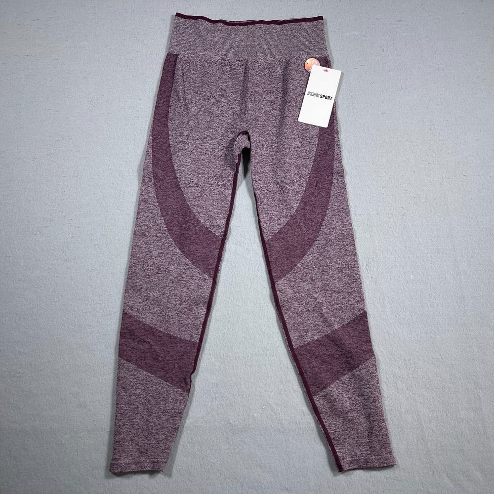 PINK Victoria's Secret Sport Seamless Workout Tights Compress M Purple Heathered